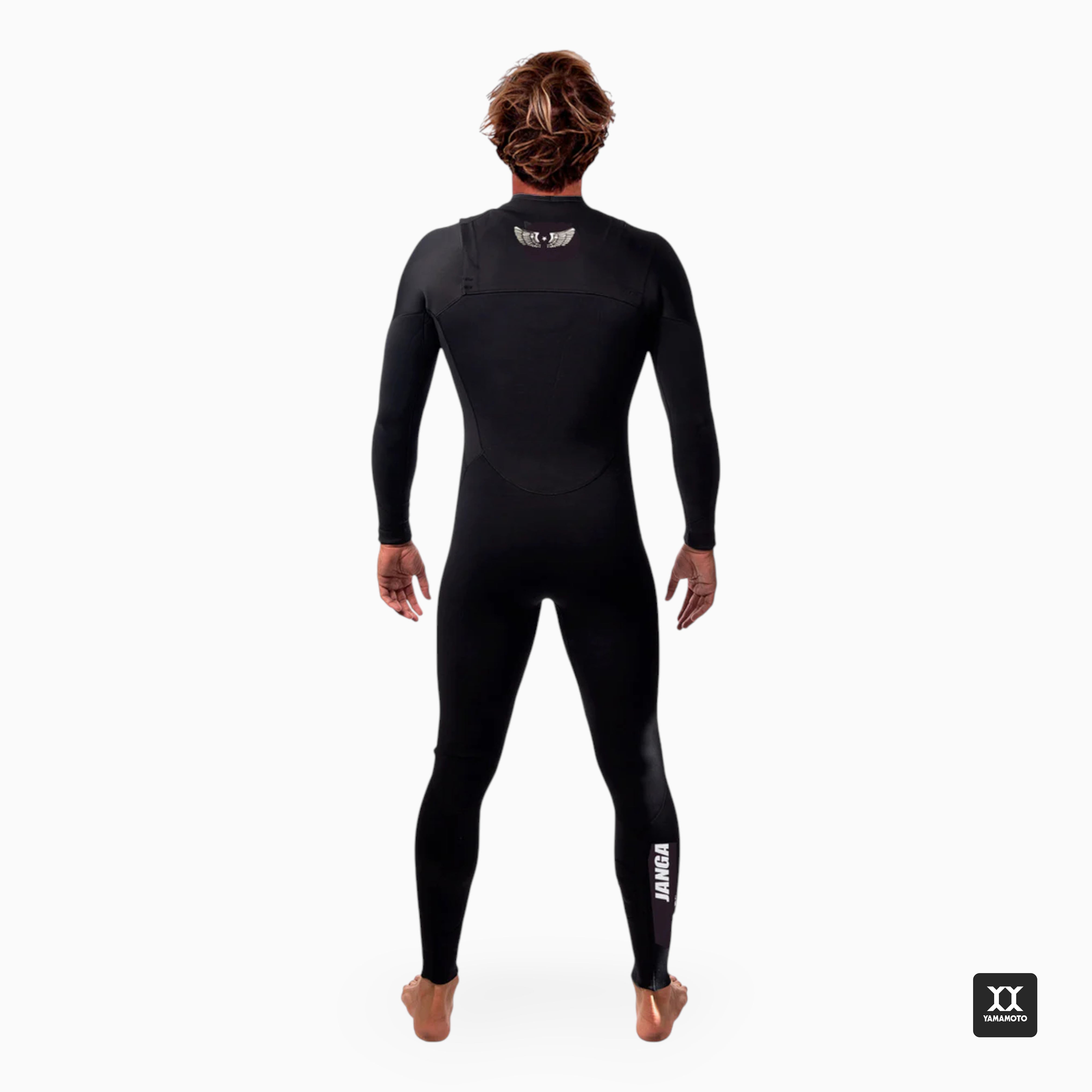 Surfer wearing JANGA AIRFIGHTER Fullsuit 4/3mm - back