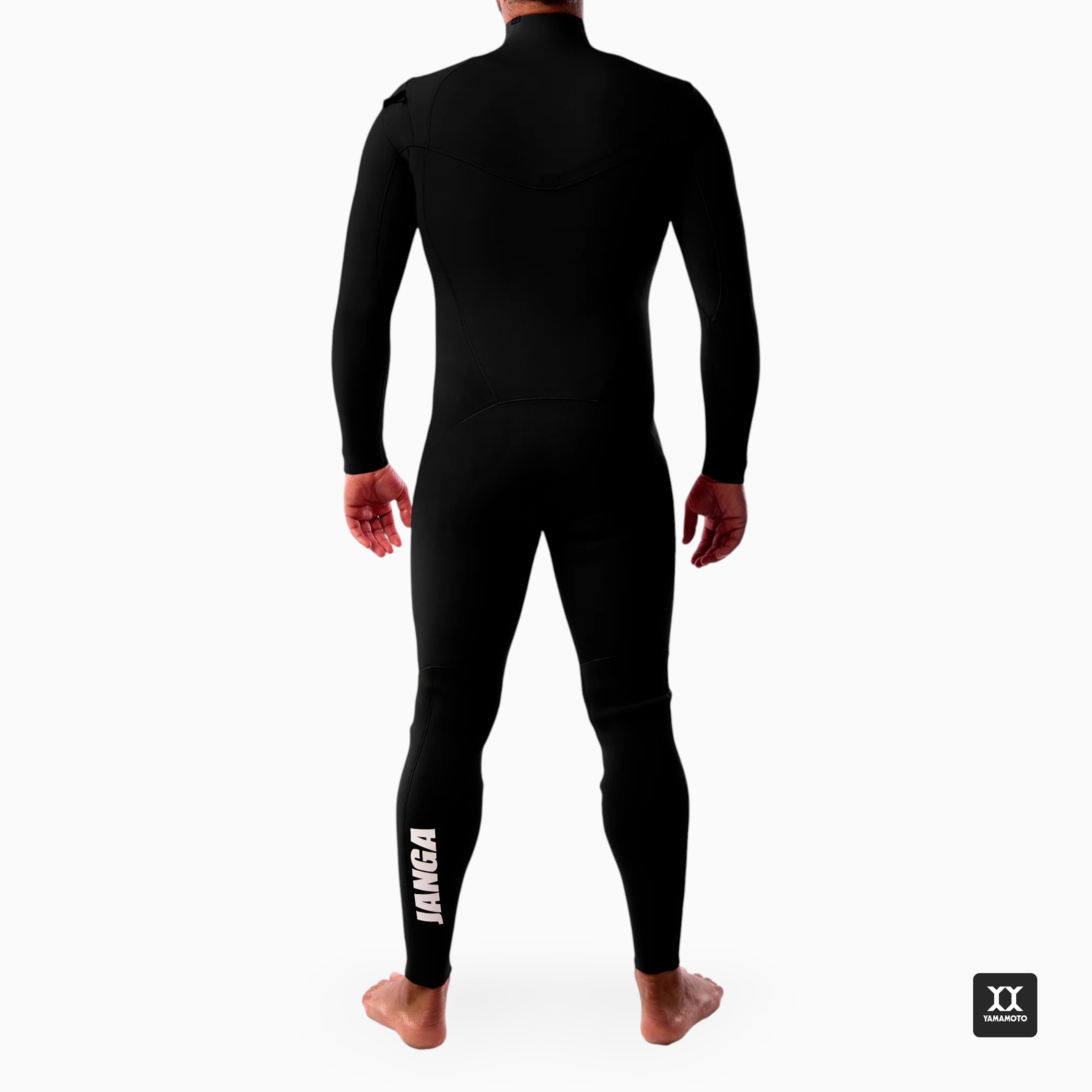 Surfer wearing JANGA PRO Fullsuit 4/3mm black - back