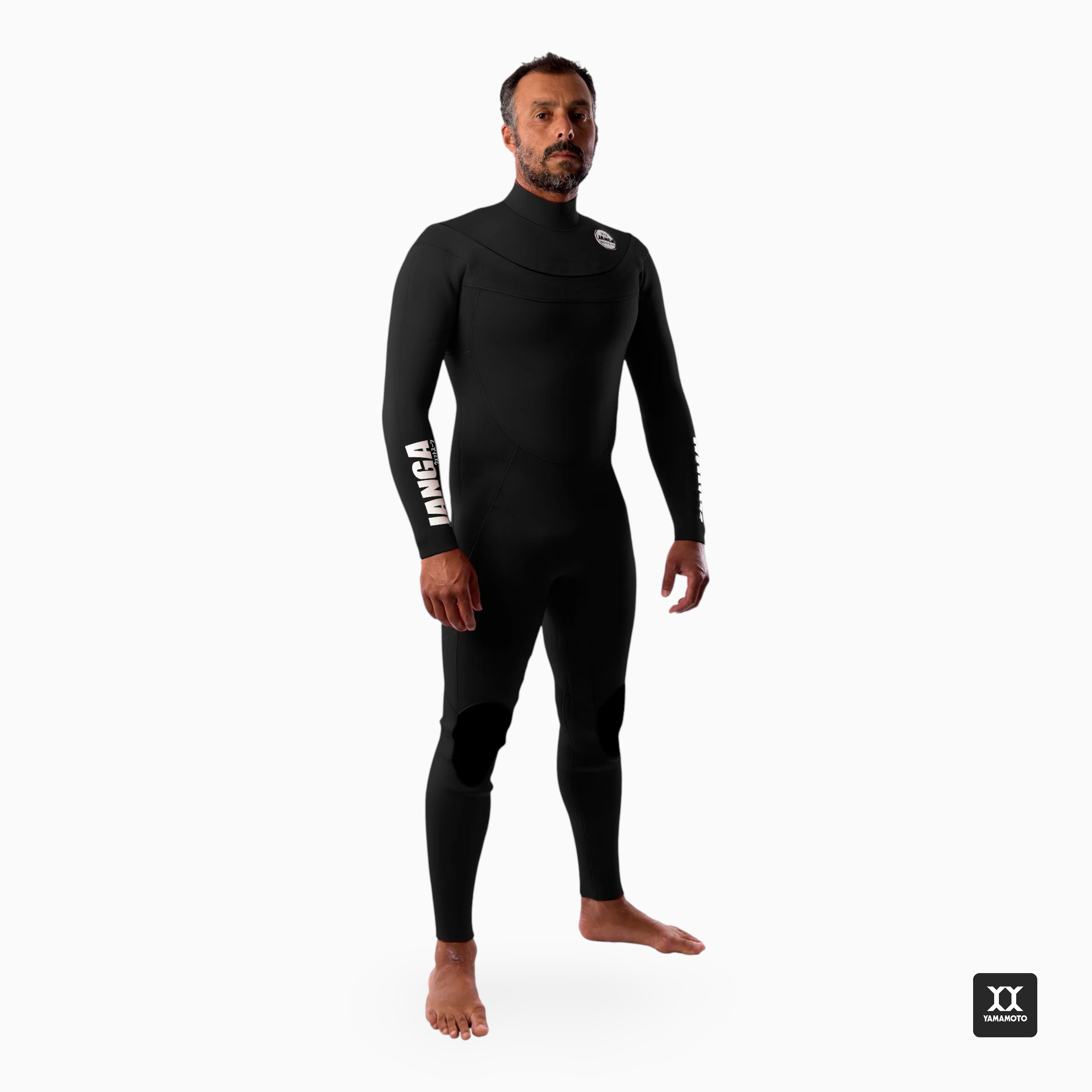 Surfer wearing JANGA PRO Fullsuit 4/3mm black - front