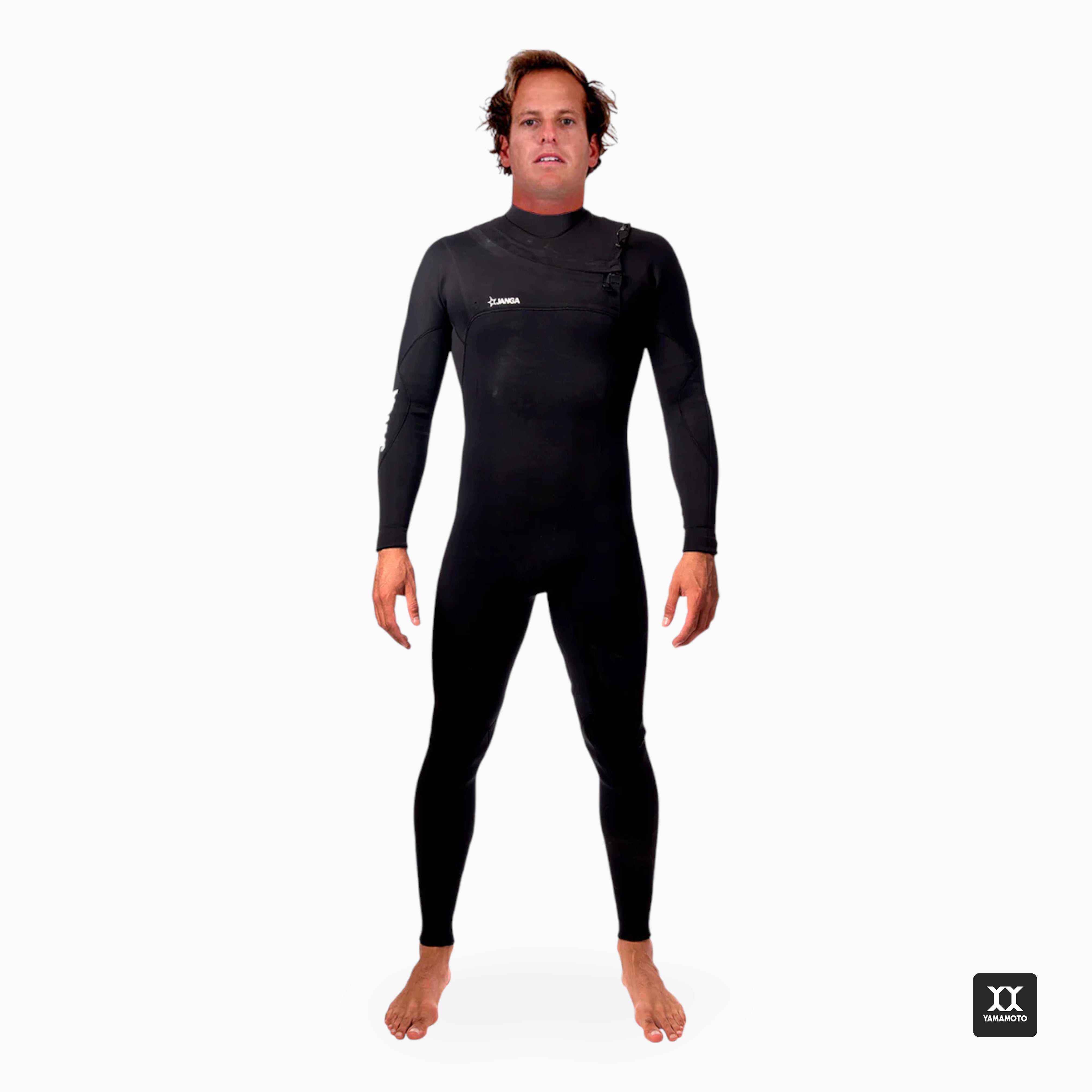Surfer wearing JANGA AIRFIGHTER Fullsuit 4/3mm - front