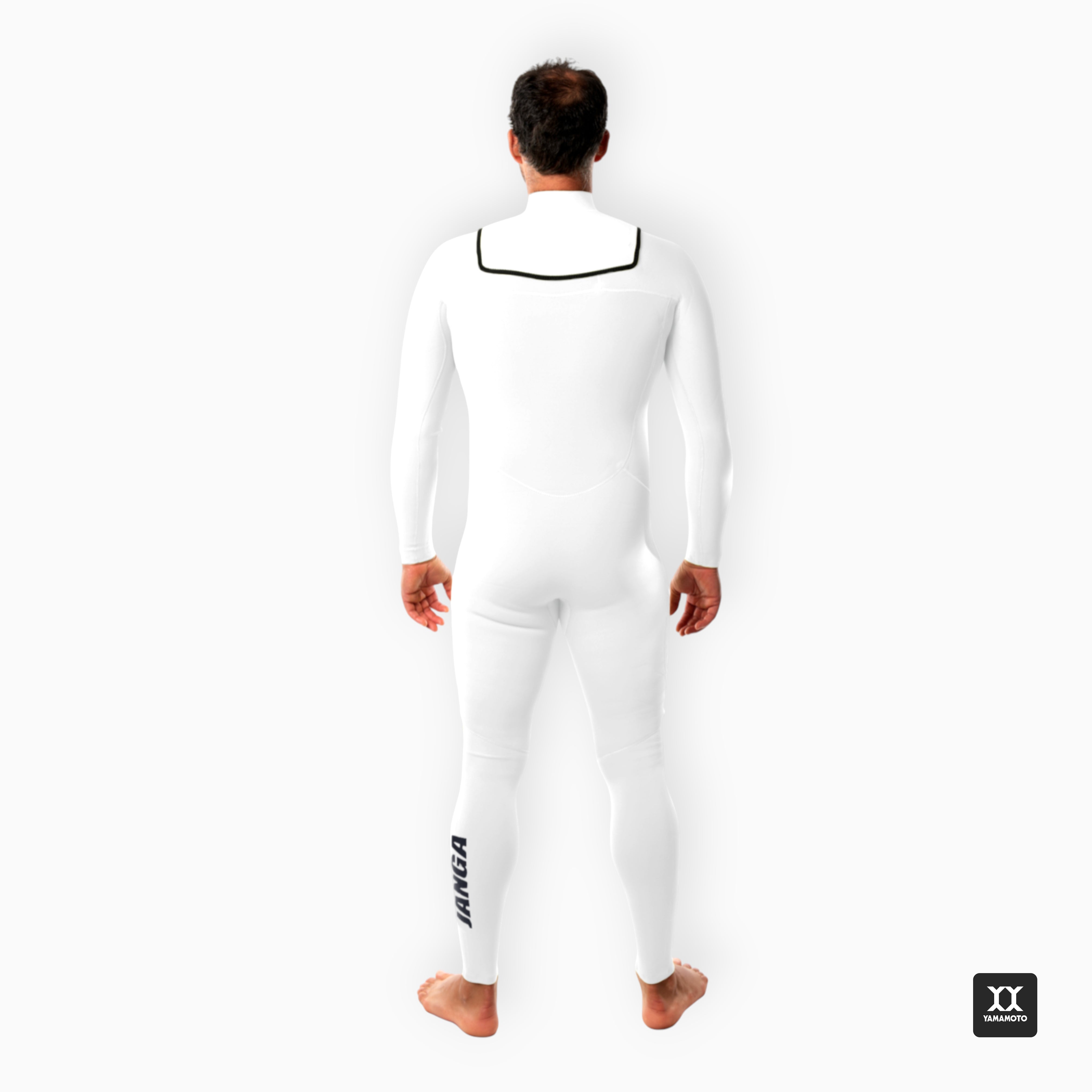 Surfer in JANGA Custom Wetsuit Man - back view