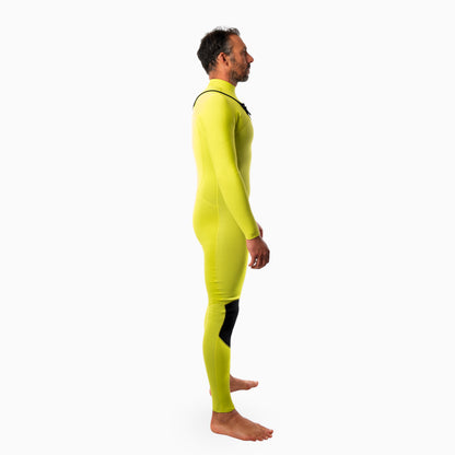 Surfer wearing JANGA FRONTLINE Fullsuit 2/2mm green - side